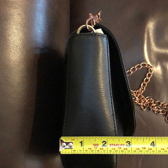 KATE SPADE Tumbled Black Leather Crossbody Shoulderbag with Rose Gold Chain - Picture 15 of 15